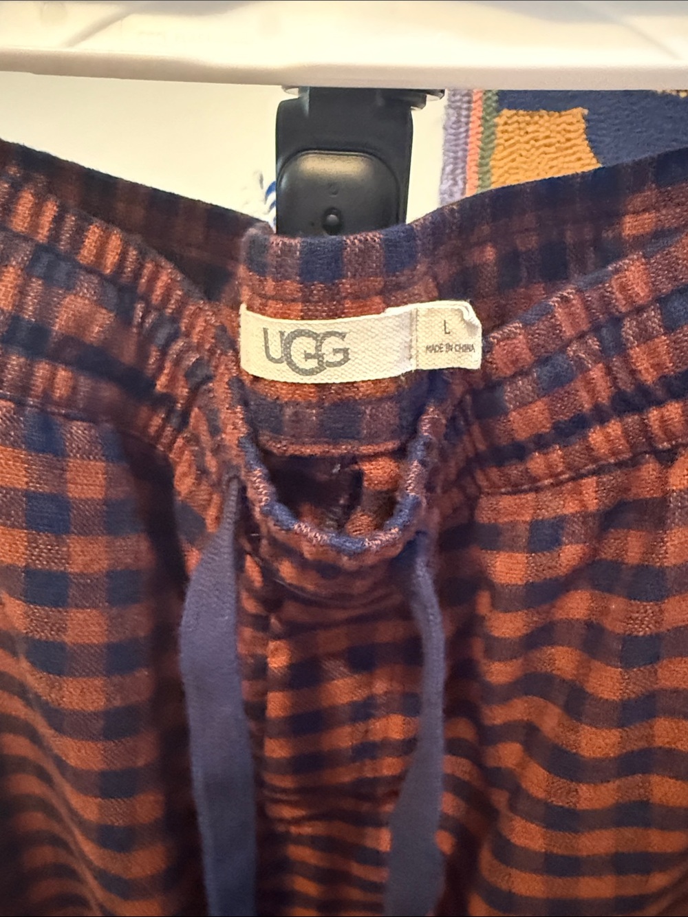 UGG Men's Orange and Black Checked Lounge Joggers - Picture 2 of 3
